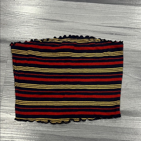 Full Tilt Navy Blue and Red Striped Tube Top - Picture 1 of 5
